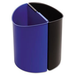 Safco Desk-Side Recycling Receptacle, 3 gal, Black/Blue
