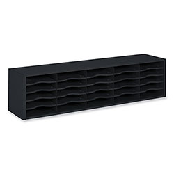 Safco E-Z Sort Sorter Module, 20 Compartments, 57.5 x 13 x 14.25, Black