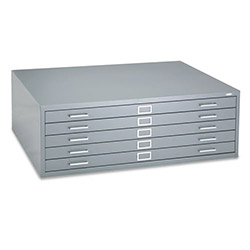 Safco Five Drawer Steel Flat File, Stackable, For Sheets to 43 x 32, Gray (SAF4996GRR)