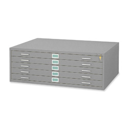 Safco Five Drawer Steel Flat File, Stackable, For Sheets to 50 x 38, Gray