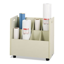 Safco Laminate Mobile Roll Files, 8 Compartments, 30.13w x 15.75d x 29.25h, Putty