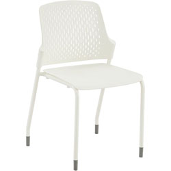 Safco Next Stack Chair, White Polypropylene Seat, White Polypropylene Back, Tubular Steel Frame, Four-legged Base, 4/Carton
