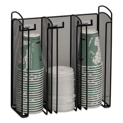 Safco Onyx Breakroom Organizers, 3Compartments, 12.75x4.5x13.25, Steel Mesh, Black