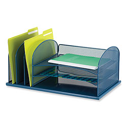 Safco Onyx Desk Organizer w/Three Horizontal and Three Upright Sections,Letter Size,19.25x11.5x8.25,Blue,Ships in 1-3 Business Days