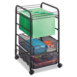 Safco Onyx Mesh Open Mobile File, Two-Drawers, 15.75w x 17d x 27h, Black
