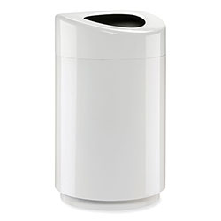 Safco Open Top Round Waste Receptacle, 30 gal, Steel, White