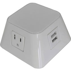 Safco Power Module,W/Dual Usb&2 Outlets, 3-7/8 inX3-7/8 inX2 in , We