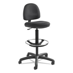 Safco Precision Extended-Height Swivel Stool with Adjustable Footring, 33 in Seat Height, Up to 250 lbs., Black Seat/Back, Black Base