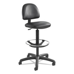 Safco Precision Extended-Height Swivel Stool with Adjustable Footring, 33 in Seat Height, Up to 250 lbs., Black Seat/Back, Black Base