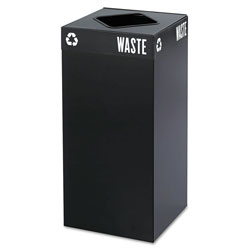 Safco Public Square Trash Container, Square, Steel, 31 gal, Black (SAF2982BL)
