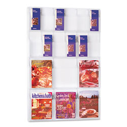Safco Reveal Clear Literature Displays, 18 Compartments, 30w x 2d x 45h, Clear