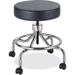 Safco Screw Lift Stool with Low Base, Height Adjustable 17" to 25", Chrome/Black