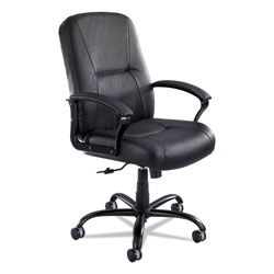 Safco Serenity Big and Tall High Back Leather Chair, Supports up to 500 lbs., Black Seat/Black Back, Black Base