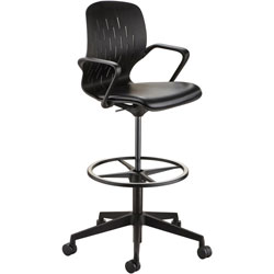 Safco Shell Extended-Height Chair, Supports Up to 275 lb, 22 in to 32 in High Black Seat, Black Back/Base, Ships in 1-3 Business Days