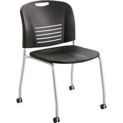 Safco Stack Chair with Casters, Black