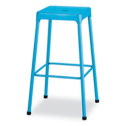 Safco Steel Bar Stool, Backless, Supports Up to 275 lb, 29 in Seat Height, BabyBlue Seat, BabyBlue Base