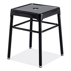 Safco Steel GuestBistro Stool, Backless, Supports Up to 250 lb, 18 in Seat Height, Black Seat, Black Base