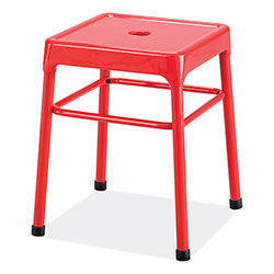 Safco Steel GuestBistro Stool, Backless, Supports Up to 250 lb, 18 in Seat Height, Red Seat, Red Base