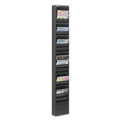 Safco Steel Magazine Rack, 23 Compartments, 10w x 4d x 65.5h, Black