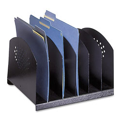 Safco Steel Vertical-Rack Desktop Sorter, 6 Sections, Letter Size Files, 12.25 in x 11.25 in x 8 in, Black, Ships in 1-3 Business Days