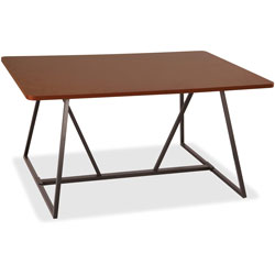 Safco Teaming Table, Sitting, Steel/Laminate, 60 in x 48 in x 29-1/2 in, Cherry