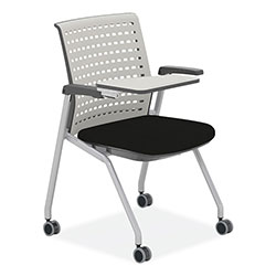Safco Thesis Training Chair w/Static Back and Tablet, Supports 250lb, 18 in High Black Seat,Gray Back/Base,Ships in 1-3 Business Days