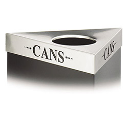 Safco Triangular Lid For Trifectat Receptacle, Laser Cut "CANS" Inscription, STST