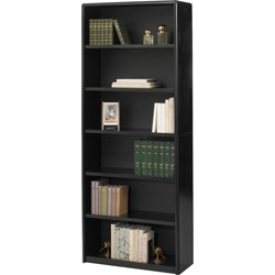 Safco Value Mate Series Steel Six Shelf Bookcase, 31 3/4w x 13 1/2d x 80h, Black