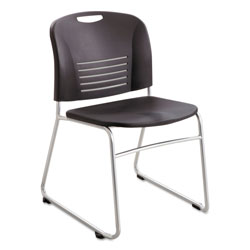Safco Vy Series Stack Chairs, Black Seat/Black Back, Silver Base, 2/Carton