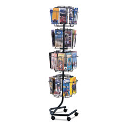 Safco Wire Rotary Display Racks, 32 Compartments, 15w x 15d x 60h, Charcoal