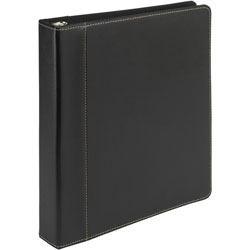 Samsill Contrast Stitch Leather Ring Binder - 1 in Binder Capacity - Letter - 8 1/2 in x 11 in Sheet Size - 200 Sheet Capacity - Black