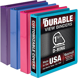 Samsill Durable 1.5 Inch View D-Ring Binder - Fashion Assortment 4 Pack