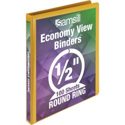 Samsill Economy 1/2 in Round Ring View Binder, 1/2 in Binder Capacity, Letter, 8 1/2 in x 11 in Sheet Size, 125 Sheet Capacity
