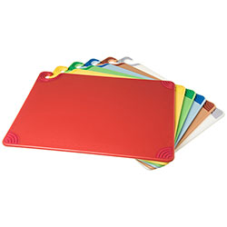San Jamar Saf-T-Grip Cutting Board, Assorted Colors, 24 x 18 x 0.5, 6/Pack