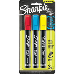 Sharpie® Wet Erase Chalk Markers, Medium Marker Point, Red, Blue, Yellow, 3/Pack
