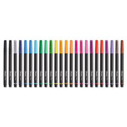 Sharpie® Art Pen Stick Porous Point Pen, Fine 0.5mm, Assorted Ink, Black Barrel, 24/Pack