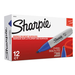Sharpie® Chisel Tip Permanent Marker, Medium, Blue, Dozen (SAN38203)