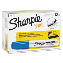 Sharpie® King Size Permanent Marker, Broad Chisel Tip, Blue, Dozen
