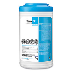 Sani Professional Sani-24 Germicidal Disposable Wipes, Extra-Large, 7 x 12, Unscented, White, 65/Pack