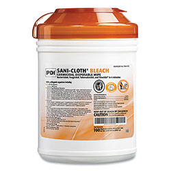 Sani Professional Sani-Cloth Bleach Germicidal Disposable Wipes, 7.5 x 15, Unscented, White, 160/Canister, 12 Canisters/Carton