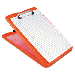 Saunders SlimMate Storage Clipboard, 1/2 in Clip Capacity, 8 1/2 x 11 Sheets, Hi-Vis Orange