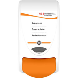 SC Johnson Sunscreen Dispenser - 1.06 quart Capacity - Durable, Locking Mechanism - White - 1Each