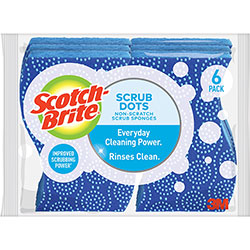 Scotch Brite® Scrub Dots Non-Scratch Scrub Sponges, 4 2/5 x 2 3/5, Blue, 6/Pack