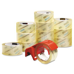 Scotch™ 3750 Commercial Grade Packaging Tape with DP300 Dispenser, 3" Core, 1.88" x 54.6 yds, Clear, 12/Pack (MMM375012DP3)