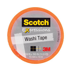 Scotch™ Expressions Washi Tape, 1.25 in Core, 0.59 in x 32.75 ft, Orange