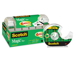Scotch™ Magic Tape in Handheld Dispenser, 1" Core, 0.75" x 54.17 ft, Clear, 6/Pack (MMM6122)