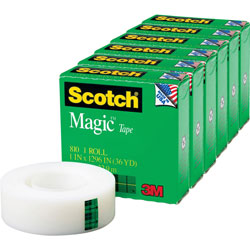 Scotch™ Magic Tape, 1 in Core, 1 inx1296 in, 6/PK, Transparent