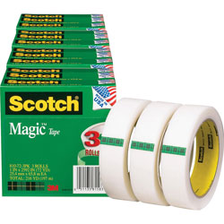 Scotch™ Magic Tape, 3 in Core, 1 inx2592 in, 12/BD, Transparent