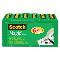 Scotch™ Magic Tape Refill, 1 in Core, 0.75 in x 36 yds, Clear, 6/Pack