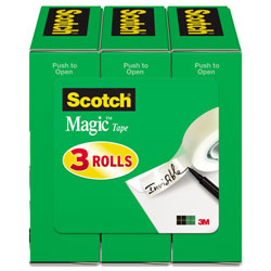 Scotch™ Magic Tape Refill, 1 in Core, 0.75 in x 83.33 ft, Clear, 3/Pack